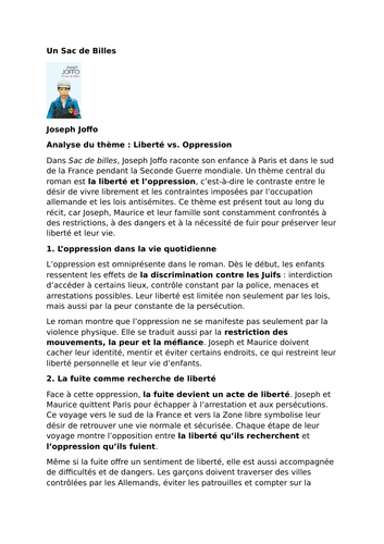 Un Sac de Billes – Joseph Joffo – Freedom vs Oppression