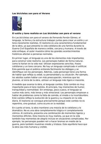 Las bicicletas son para el verano – Fernando Fernán Gómez – Realist Style and Tone