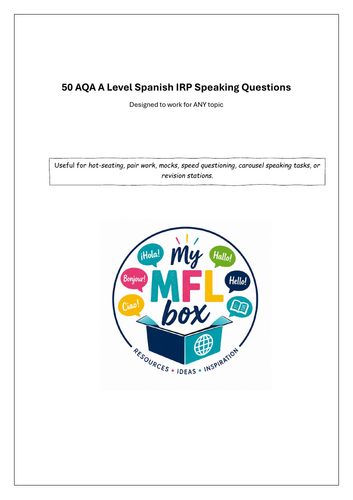50 AQA A Level Spanish IRP Speaking Questions