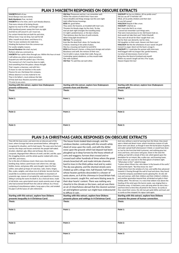Planning Macbeth and A Christmas Carol responses on obscure extracts.