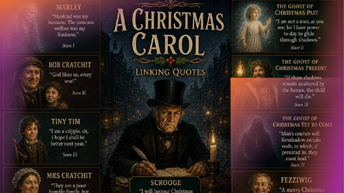 A CHRISTMAS CAROL - TOP QUOTES AND LINKING QUOTES - EXCELLENT FOR LAST MINUTE REVISION
