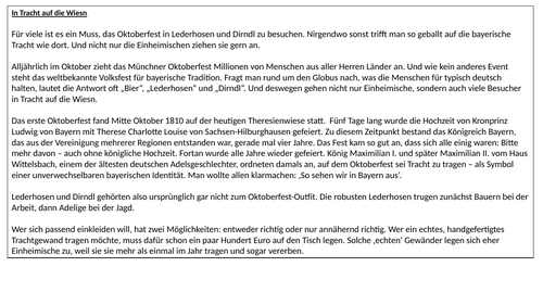 DW Oktoberfest Reading A Level German