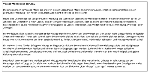 DW Mode Reading German A Level