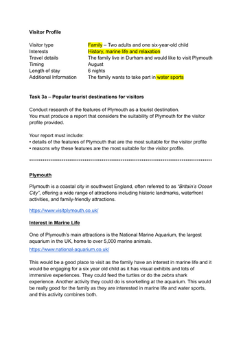 T&T BTEC Task 3a report part model with guidance for completion