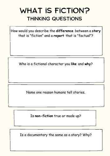 Introduction to Fiction - - Thinking questions - small task