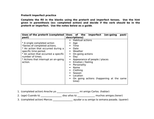 Imperfect and preterit practice (Spanish)