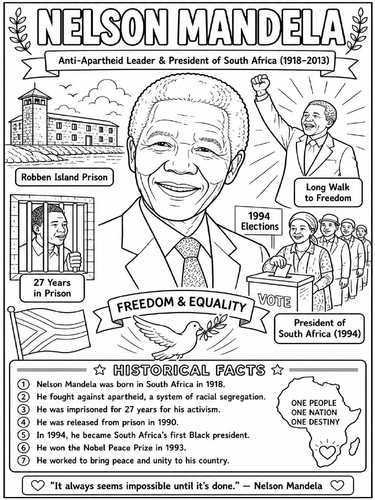 Nelson Mandela coloring poster