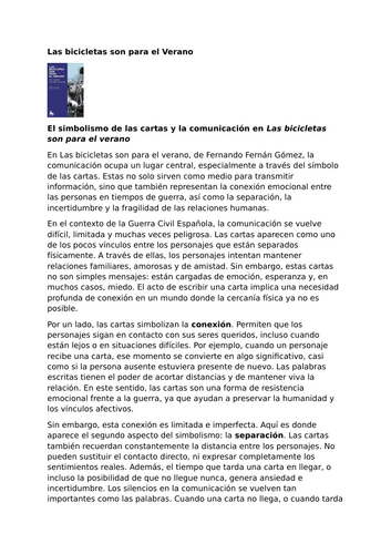 Las bicicletas son para el verano – Fernando Fernán Gómez – Symbolism of Letters and Communication