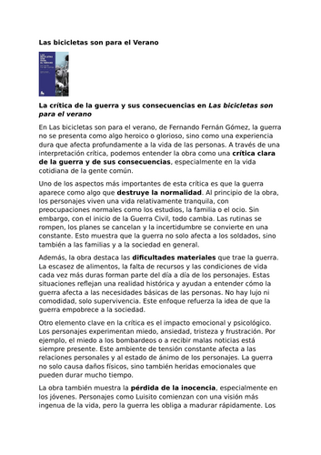 Las bicicletas son para el verano – Fernando Fernán Gómez – A Critique of War