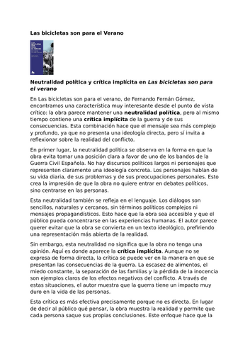 Las bicicletas son para el verano – Political Neutrality vs Implicit Critique
