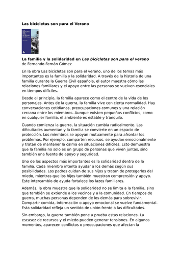 Las bicicletas son para el verano – Fernando Fernán Gómez – Complete Study Guide and Workbook