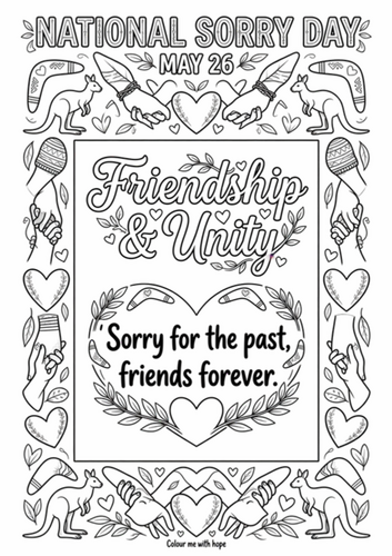 National Sorry Day May 26 Coloring Pages for Kids | Sorry Quotes | Activity Pack