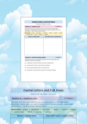 Capital letters & Full stops - Test