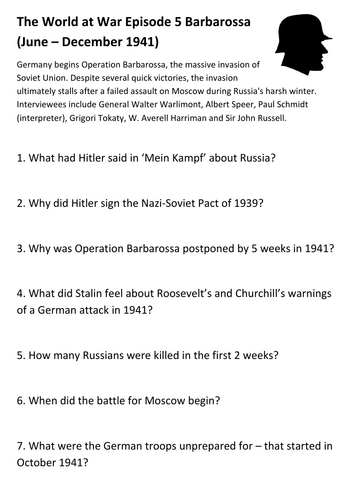 The World at War Episode 5 Barbarossa (June – December 1941) Video Guide