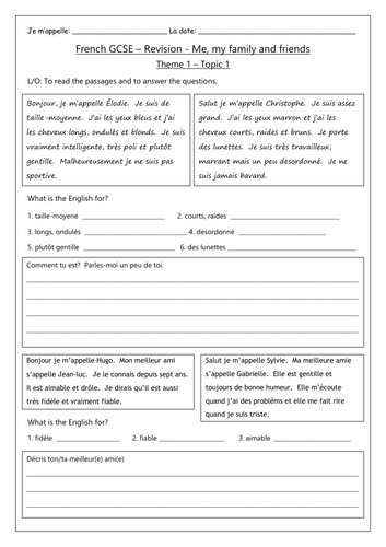 FRENCH GCSE  REVISION - THEMES & TOPICS