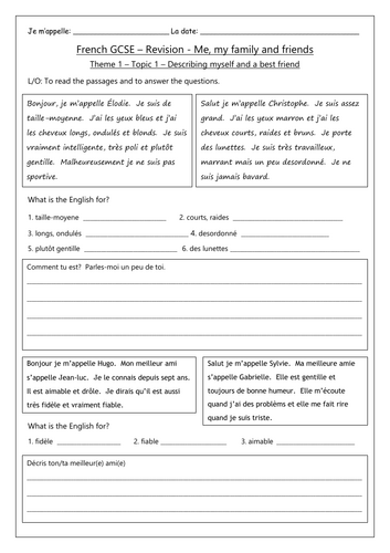 FRENCH GCSE  REVISION - THEMES & TOPICS