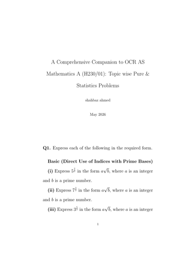 A Comprehensive Companion to OCR AS Mathematics A (H230/01)