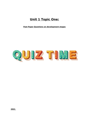 Year 11 GCSE Health and Social Care – Unit 1: Human Development Past Paper Question Booklet