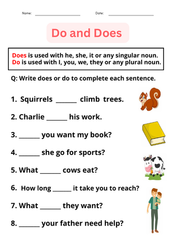 do and does worksheets with answers for grade 1, 2, 3