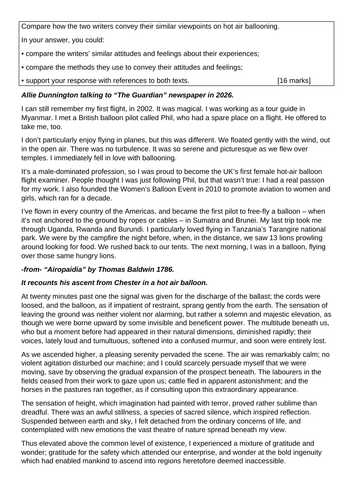 AQA GCSE Eng Lang Paper 2 Question 4 writers' viewpoints and perspectives