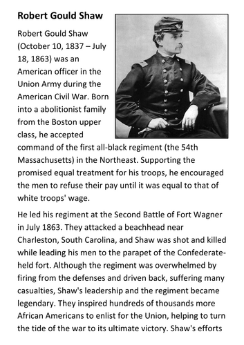 Robert Gould Shaw - Glory Handout