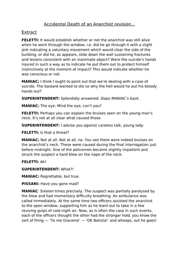 Accidental Death of an Anarchist A Level DRAMA pack