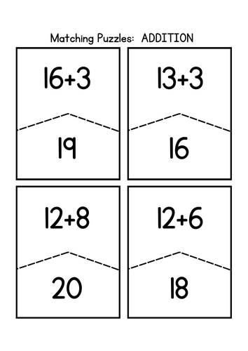 Interactive Addition and Subtraction Matching Puzzles