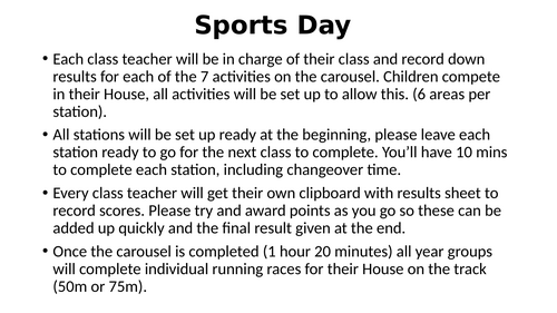 Primary Sports Day Planning