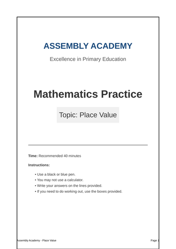 KS2 Year 6 Maths SATs Practice: Place Value Booklet
