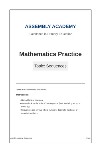 Year 6 SATs Sequences Revision & Practice Booklet | Assembly Academy