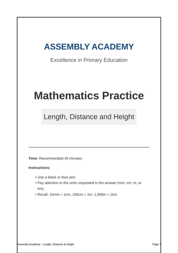 Year 6 SATs Length, Distance, and Height Revision & Practice Booklet | Assembly Academy