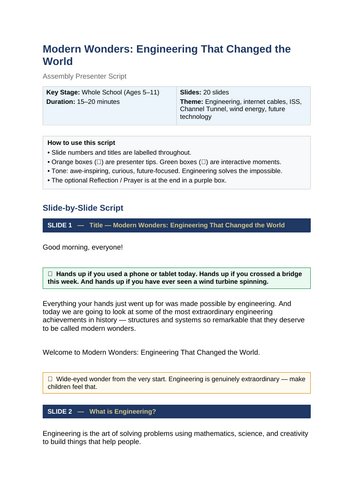Engineering That Changed the World | KS1 & KS2 Assembly Bundle