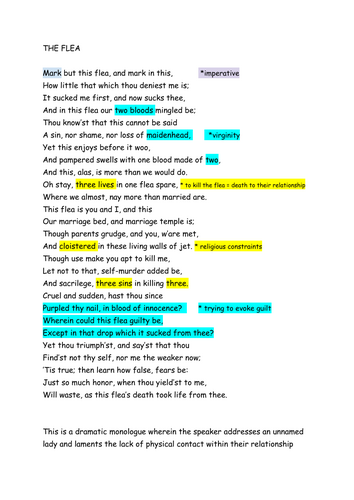 "THE FLEA" by John Donne A LEVEL ENGLISH LITERATURE poetry analysis