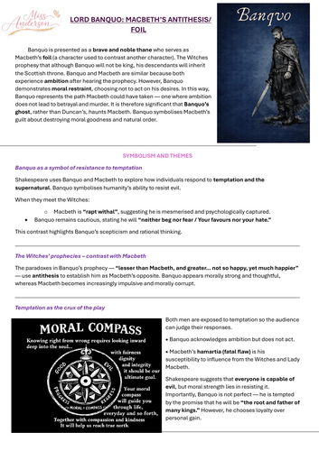 BANQUO: MACBETH’S ANTITHESIS/ FOIL