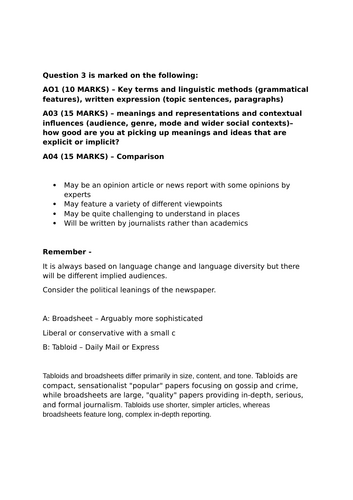A level Language: How to answer a Language Paper 1 Question 3 ...