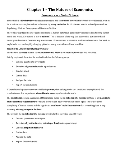 IAL Edexcel Economics Unit 1 - Introductory Concepts Notes