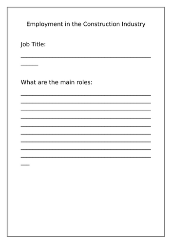 Employment in the Construction Industry