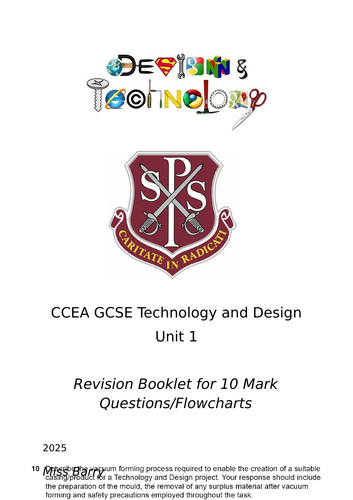 GCSE Technology and Design Flowcharts and 10 Mark Questions