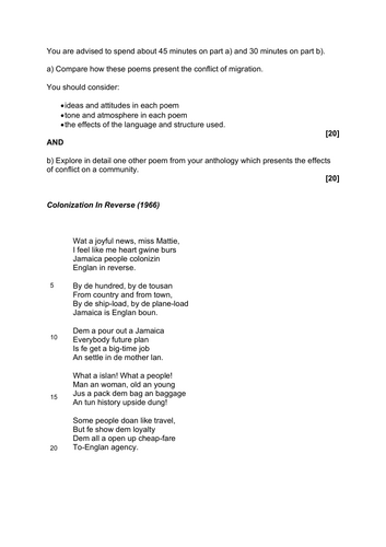 OCR GCSE English Literature P2 New Poetry Question