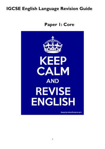 IGCSE English Language Revision Guide Paper 1 +2
