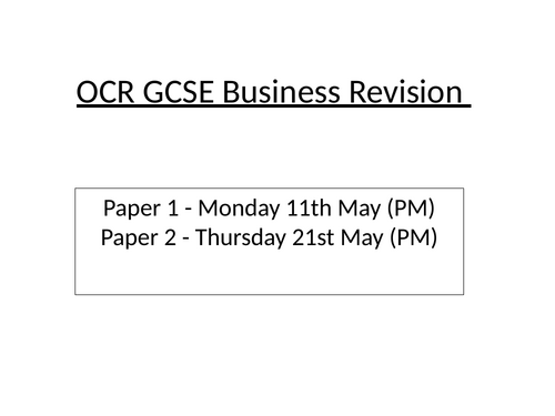 Last minute OCR GCSE Business revision