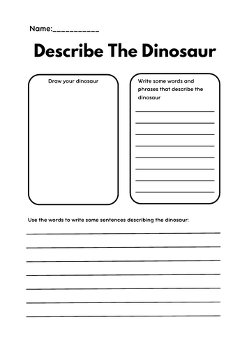 Describe The Dinosaur Worksheet