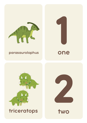 Dinosaur Number Flashcards (1-10)