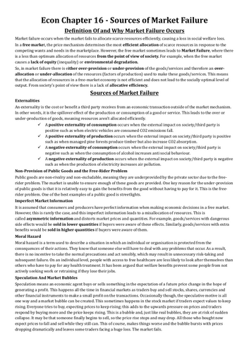 IAL Edexcel Economics Unit 1 - Market Failure Notes