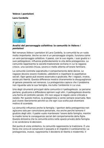 Volevo i pantaloni – Lara Cardella – Characters: The Community