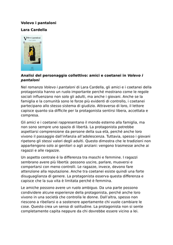 Volevo i pantaloni – Lara Cardella – Characters: Friends and Peers