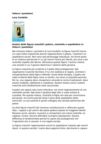 Volevo i pantaloni – Lara Cardella – Characters: Male Figures