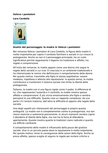 Volevo i pantaloni – Lara Cardella – Characters: The Mother