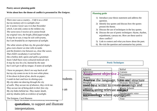 2026 AQA English Exam Poetry Planning