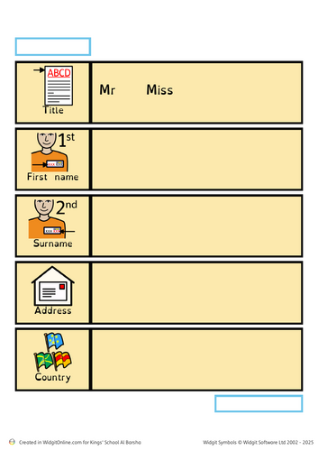 Personal Information Form for CV